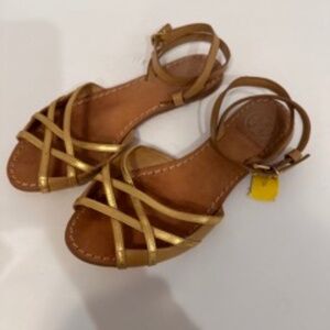 Tory Burch Gold Strappy Boho Sandals Size 6.5